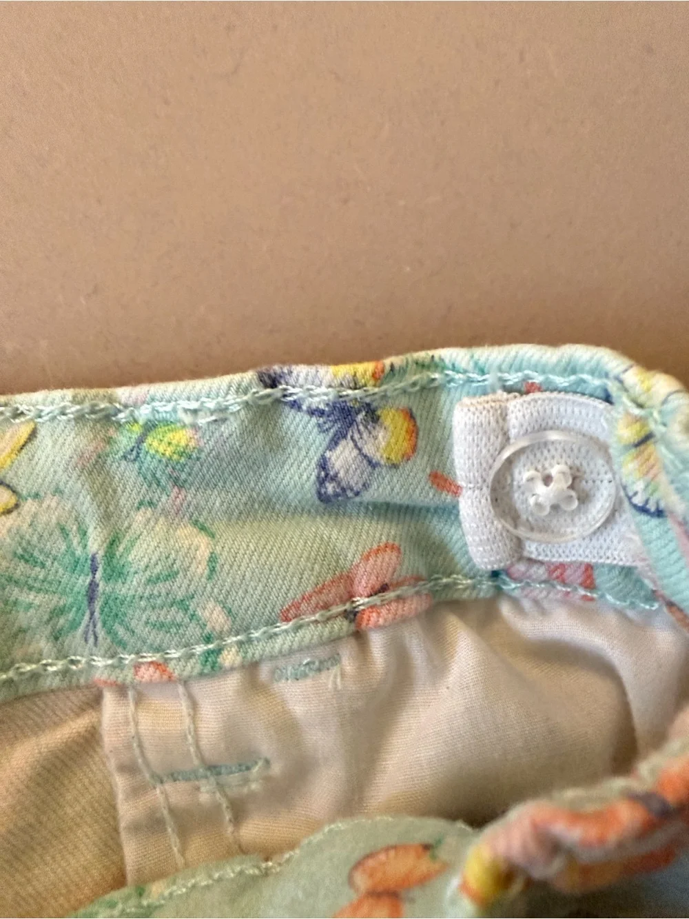 Carter's Pastel Floral Denim-Style Shorts - Light Blue with Pink & Yellow